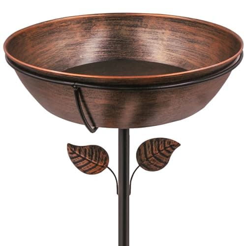 OUISJYER 3" Deep Metal Bird Bath for Outdoors, Removable 13" Dia Bowl with Stable Upgrades Stake, Easy to Clean Birdbaths for Garden Yard Lawn Decor 1.4 Gallon - Image 1