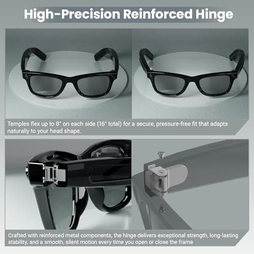 Aspect Living AI Smart Glasses with 8MP Camera, 1080P Video Recording, Real-Time Voice Translator, Open-Ear Audio, Bluetooth & Voice Assistant, Wearable Camera Glasses for Travel, Sports, Meetings - Thumbnail 3