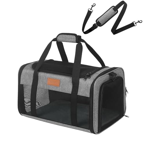 FOXFOCUS Pet Carrier Airline Approved 17x11x9.5 in - Underseat, Top & Side Entry Soft Dog Cat Travel Carrier with Safety Zippers ＆ Anti-Scratch Mesh for Small Cat and Dog for Pets Up to 10 Lb - Grey - Image 1
