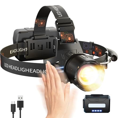 SKYFIRE Rechargeable Headlamp 3000 High Lumens, 7500mAh Motion Sensor LED Head Lights for Forehead with Zoomable, 13 Modes, 90° Adjustable Headlamps, Waterproof Head Lamp for Adults, Hunting, Fishing - Image 1
