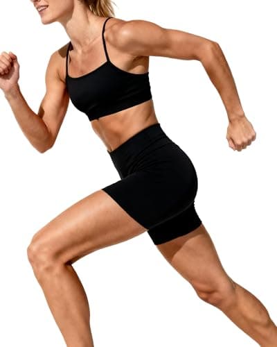 MXYMXY Women’s 6” High Waisted Biker Shorts — Sculpting Fit Tummy Control Workout Shorts Moisture-Wicking Athletic Running Shorts Black - Thumbnail 5