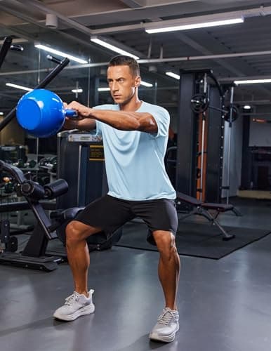 PINSPARK Men T Shirts UPF 50+ Lightweight Quick Dry Crew Neck Mens Short Sleeve Shirts Moisture Wicking Soft Casual Tees Tops L Arctic Blue - Thumbnail 2