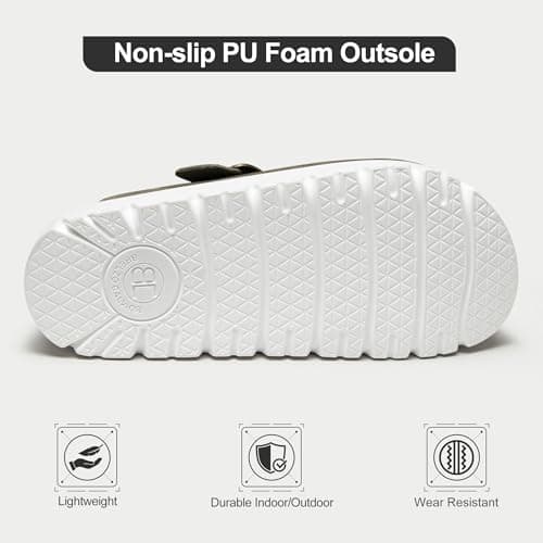 Women's Platform Suede Clogs Slip-On Mules Non-Slip Potato Shoes Sandals with Arch Support Adjustable Buckle Green - Thumbnail 5