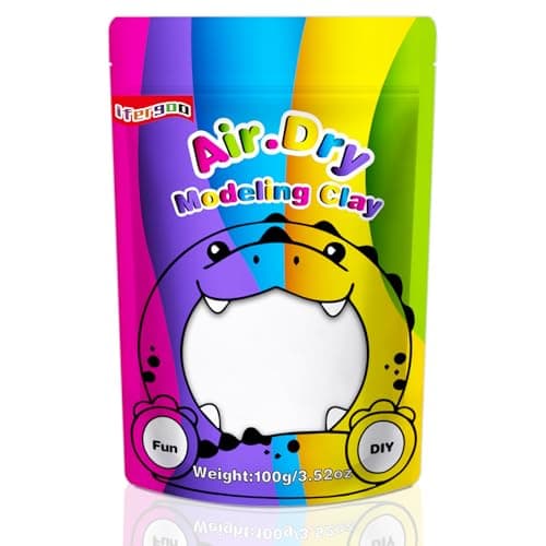 iFergoo White Air Dry Clay, DIY Creative Modeling Clay for Kids, Super Light Magic Clay for Kids Age 3-12, Safe & Non-Toxic, School Art & Craft Project, Great Gift for Age 3-12 Boys & Girls - Image 1
