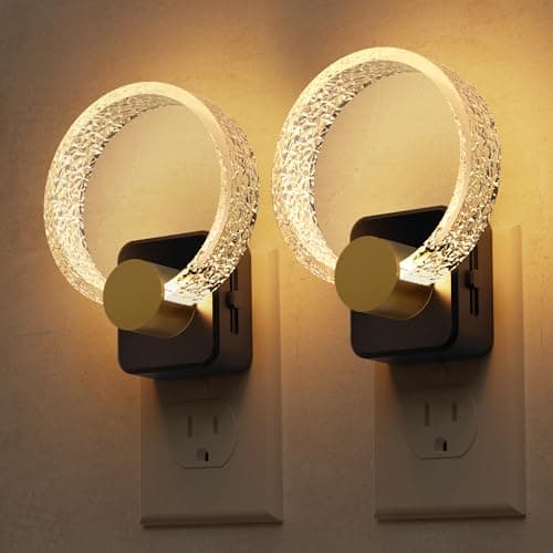 L LOHAS LED Night Lights Plug into Wall, 2 Pack Plug in Night Lights with Light Sensor, 3000K Soft White, 0-100LM Brightness Adjustable, Acrylic Nightlight for Bathroom Bedroom Hallway - Image 1