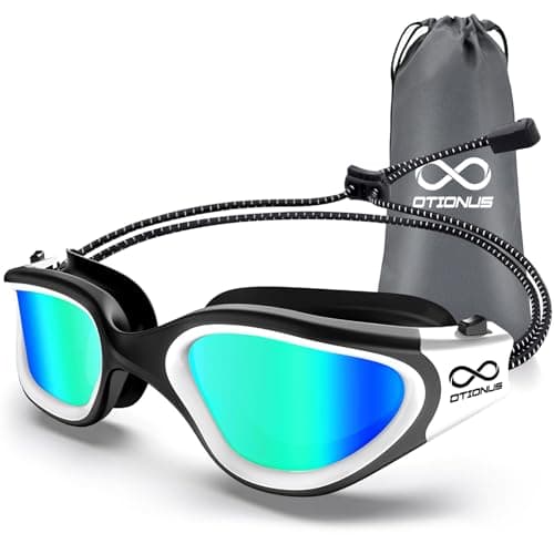 Otionus Swim Goggles, Polarized Adult Swimming Goggles Bungee Strap No Hair Pulling Anti-fog Pool Goggles for Men Women - Image 1