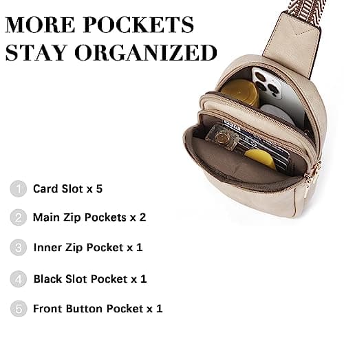 BOSTANTEN Small Sling Bag Crossbody Bags for Women Crossbody Trendy Purse Leather Chest Bag, Cloud Grey - Thumbnail 3