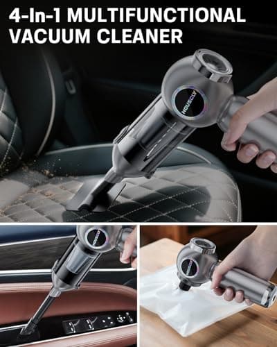 Handheld Car Vacuum Portable Cordless 25000Pa High Power Small Mini Hand Vacuum Cleaner Rechargeable 4-in-1 Compressed Air Duster Blower Pump Wireless Handheld Vac for Car Office Desktop Home Cleaning - Thumbnail 4