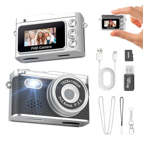 Mini Keychain Camera, 1080P Retro Keychain Digital Camera with 32G SD Card, Tiny Video Thumb Camera with 0.96" Screen, Teens Portable 20g Pocket Camcorder with Flash for Vlogging, Travel, and EDC - Image 1