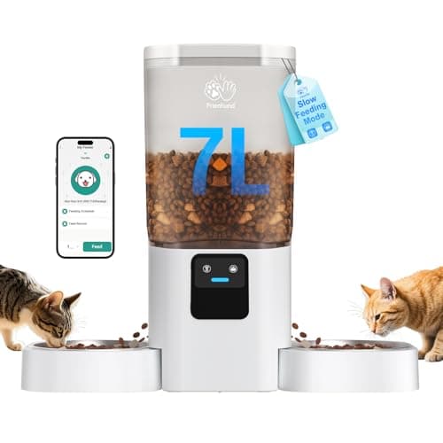 Frienhund Automatic Cat Feeder 2 Cats with Slow Feed: Dual Automatic Dog Feeder with 5G WiFi, Cat Food Dispenser with APP Control for Multiple Pets, Detachable for Easy Clean, Double Pet Bowl - 29 Cup - Image 1