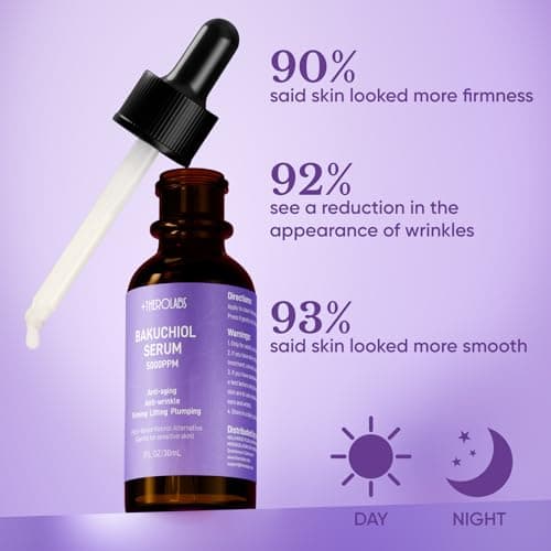 Bakuchiol Retinol Serum for Face - Retinol Alternative for Sensitive Skin with Vitamin E, Hyaluronic Acid, Collagen, Serum for Anti-Aging, Wrinkle Reduction Skin Firming & Smoothing 1 oz - Thumbnail 6