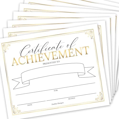 Certificate of Achievement Awards -25 Bulk Award Certificates for Students & Employee of the Month, Premium Real Gold Foil Certificate Paper, Superlative Academic Excellence Certificates of Completion - Image 1