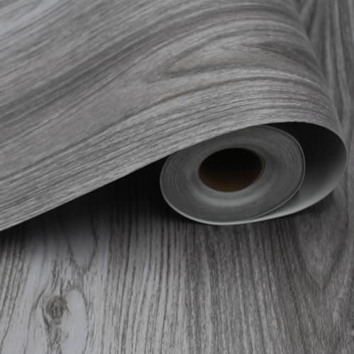 Peel and Stick Floor Tile - 11.8" X 118" Grey Vinyl Flooring Roll, Wood Grain Textured with Waterproof, Slip-Resistant - for Bathroom, Rv - Image 1