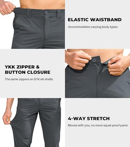 MOURCE Men's Quick Dry Hiking Pants - Breathable Cargo Pants for Men 7 Pockets for Tactical Trekking Fishing Golf, Grey - Thumbnail 5