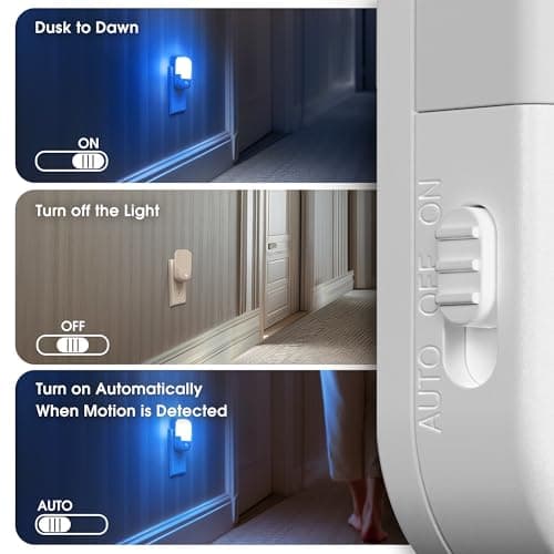 Briignite Blue Motion Sensor Dusk to Dawn Dimmable Led Night Light 2Pack for Kids, Bedroom, Kid Room, Bathroom - Thumbnail 4