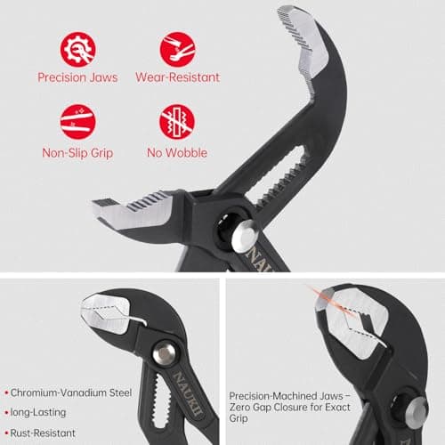 NAUKII 10inch Groove Joint Pliers ‌High Quality‌ Water Pump Plier for Home Repair‌ Comfortable Grip Tongue and Groove Pliers Motorbike Repair Adjustable Pliers - Thumbnail 2