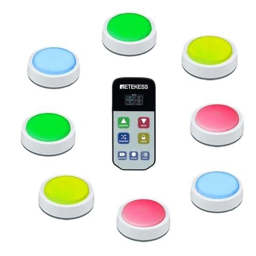 Retekess TM102 Wireless Buzzers for Trivia Games, Answer Buzzers for Classroom with Light, Show Who Buzzed First, 3 Response Modes, Buzzer System for Game Show, School, Jeopardy, Family Feud Night - Image 1