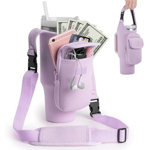 Bufilea Carrier Bag with Phone Holder Pockets for Stanley 40/30oz Tumbler with Handle, Insulated Neoprene Crossbody Bag Cup Holder w/Shoulder & Handheld Straps Fits Stanley Cup Accessories - Image 1