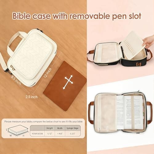 Eternatastic Bible Cover Case for Women, Large Bible Bag with Shoulder Strap,Bible Study Ideal Christian Gifts for Women - Thumbnail 4