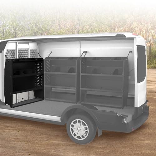 EONECROSS Black Steel Cargo Van Shelving Storage System Adjustable Height Fit for Ford Transit Connect 2014+, Ram Promaster City, Chevy City Express, Nissan NV200 42" W x 43" H x 13" D - Image 1