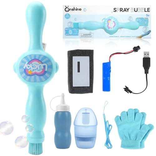 2026 New Fog Bubble Machine, Rechargeable Automatic Electric Smoke Bubble Machine, Magic Smoke Bubble Maker, Colorful Lights & Music, Bubble Fog Game for Parties, Beaches, Summer (Blue) - Image 1