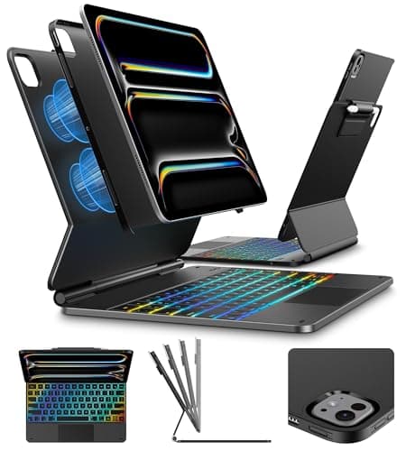 typecase Edge+ Keyboard Case for iPad Pro 13-inch (M5/M4) 2025/2024, Ultra-Slim Detachable Protective Case, Portrait & Typing Modes, Built-in Trackpad, 11-Color Backlight, Magnetic Stand, Black - Image 1