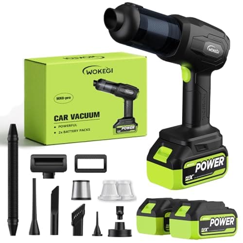 WOKEGI Handheld Car Vacuum Cordless, Portable Cars Vacuum Cleaner with 40000Pa High Power & Suction, Powerful 4-in-1 Hand Held Air Duster Fast Cleaning for Car,Home,Office,Pet Hair (Green)