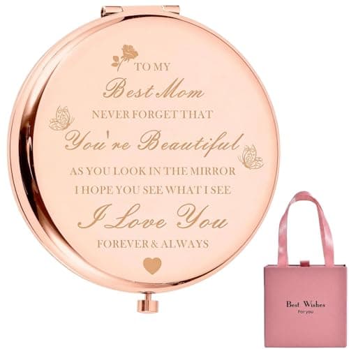 Atarvana Compact Mirror Gifts for Mom with Gift Box, Rose Gold Compact Mirror for Mother, Mother-in-Law, Step Mother| Birthday, Mothers Day, Christmas, from Daughter, Son