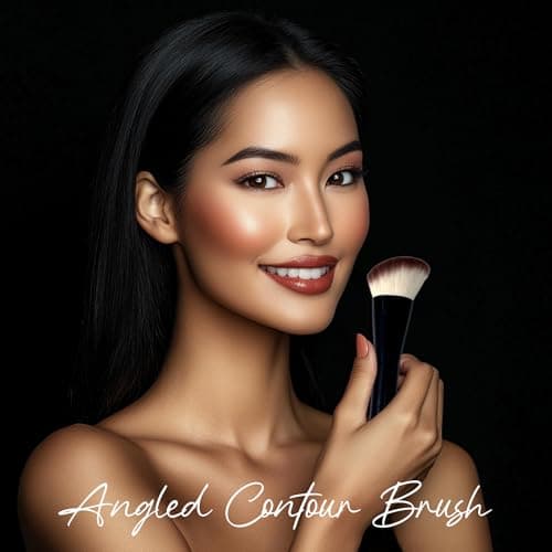 Professional Foundation Brush for Liquid Makeup - 0.06mm Ultra-Fine Bristles | Contour brush Liquid Cream Blending Angled Shape | No Shedding & Easy Clean | Kabuki Makeup Brushes - Thumbnail 2