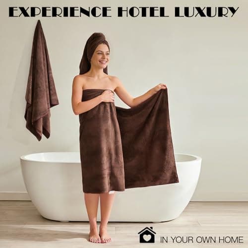 SEISSO Bath Towels Set Extra Large 63 x 35 in, Oversized Bath Sheets 70% Polyester 30% Viscose Fiber from Bamboo, Ultra Soft Absorbent Quick Dry Shower Towel for Bathroom Hotel Pool SPA Gym, 2 Pack - Thumbnail 4