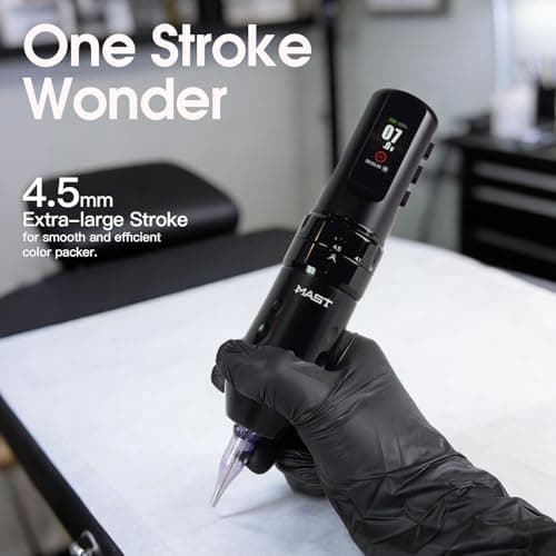 Mast Tattoo Flip4 Pro Cordless Tattoo Pen Machine Gun 7 Strokes Length 2.5mm-4.5mm Coreless Motor 2000mAh Battery Power Supply 2 Batteries - Thumbnail 5
