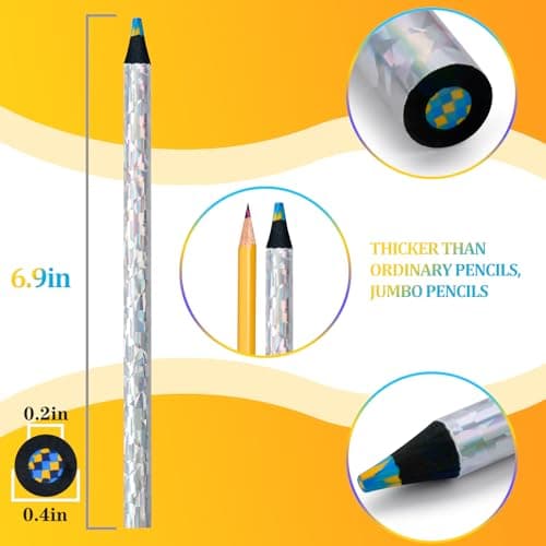 FilmHOO Easter Basket Stuffers for Teens Kids Children Easter Gifts for Kids,Art Supplies,12 Rainbow Colored Pencils With Cute Pencil Cap,sharpener,Arts And Crafts 4-12 Year Old Party Favors - Thumbnail 2