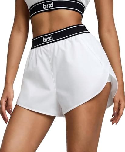 BRXL 2 in 1 Dolphin Athletic Shorts for Women 2" - Split High Waist Quick Dry for Running Workout Athletic Gym Track with Zip Pocket - Image 1