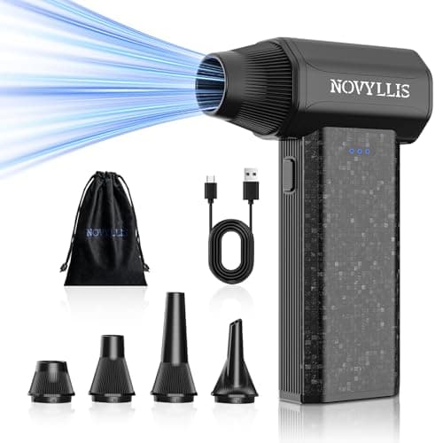 Novyllis Cordless Compressed Air Duster 150000RPM Super Power Electric Air Duster 3 Gear Adjustable Mini Air Blower for Computer Keyboard Outdoor House and Car Cleaning Black - Image 1