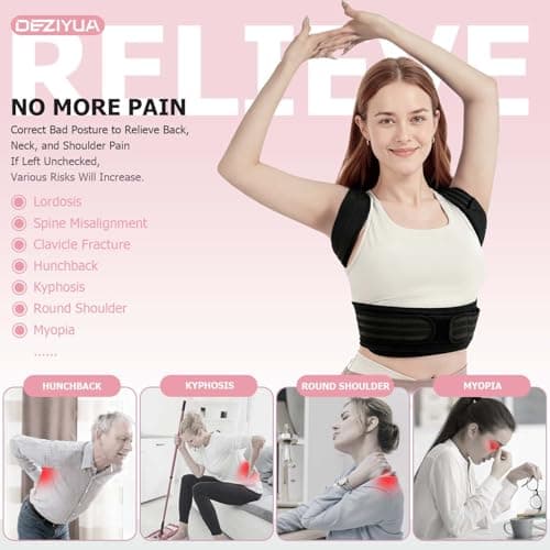 DEZIYUA Posture Corrector Back Brace for Women and Men, Shoulder Straightener, Adjustable Back Support Brace, Back Pain Relief – Slouching, Scoliosis, Hunchback, Hump, Thoracic, Spine Alignment – with Adjustable Shoulder Straps, Posture Support. Posture Corrector Back Brace - L (Underbust 31''-37'') - Thumbnail 6