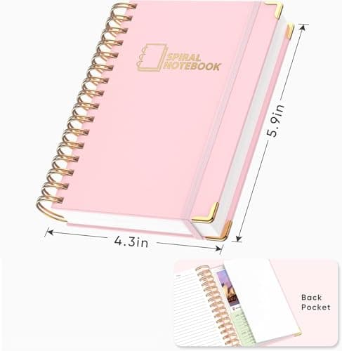 MSTONAL Lined Spiral Journal Notebook for Women Men, Medium A5 300 Pages, College Ruled Hardcover Notebooks for Work and Note Taking, Journals for Writing - Pink - Thumbnail 2
