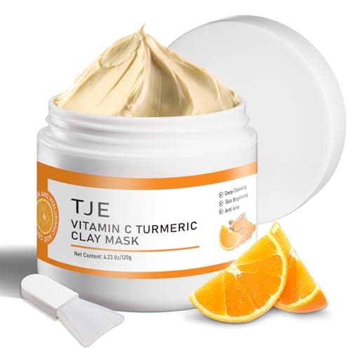 TJE Turmeric Face Mask with Vitamin C, Turmeric Vitamin C Clay Mask for Dark Spots, Dull Skin, Cleansing Pores & Blackheads, Moisturizing & Improve Uneven Skin Tone - Image 1