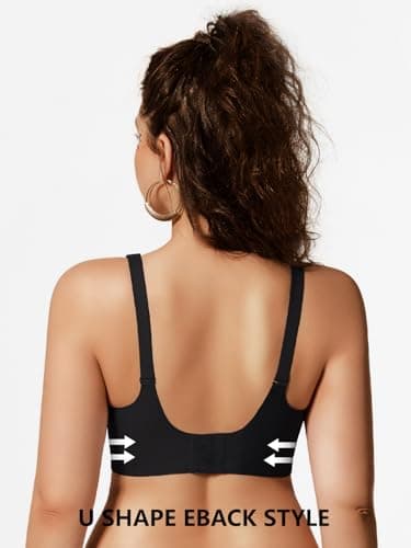 COCOMARTS Jelly Bras for Women No Underwire Scalloped Push Up Wireless Bralettes Seamless Soft Comfort Everyday Tshirt Bra Black 3X-Large - Thumbnail 3