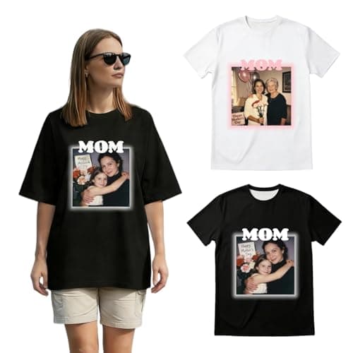 Mother's Day - Customize a Short-Sleeved Shirt for Your Mother and add a Photo on it as a for her - This Shirt is Produced in an American Factory and Shipped. Black - Image 1