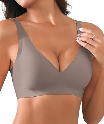 Xcutting Seamless Bras for Women No Underwire Wireless Supportive Bralettes Full Coverage Comfortable Soft for Sleep, Grey-Small - Image 1