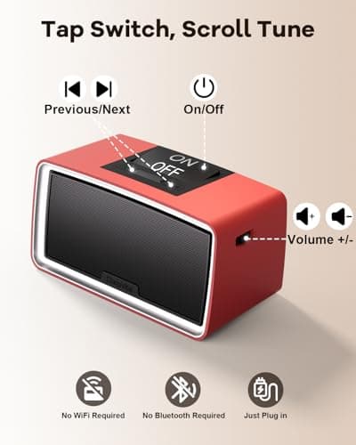 ClaspVital One-Touch Simple Music Player for Seniors | Audio Book Player for Elderly 32GB TF Card with Reader | 6,000 Songs Mp3 Music Player, Gift for Dementia, Alzheimers (Red) - Thumbnail 4