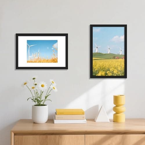 decorUhome 8x12 Picture Frame Set of 10, Display Photos 6x8 with Mat or 8x12 Unmatted for Picture Frames Collage Wall Decor, Black - Thumbnail 5