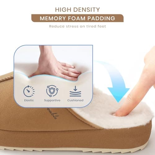 Parlovable Womens Slippers Open Toe - Fuzzy Comfy Memory Foam Non-slip House Shoes Indoor Outdoor Trendy Gifts Chestnut 7-8 - Thumbnail 6