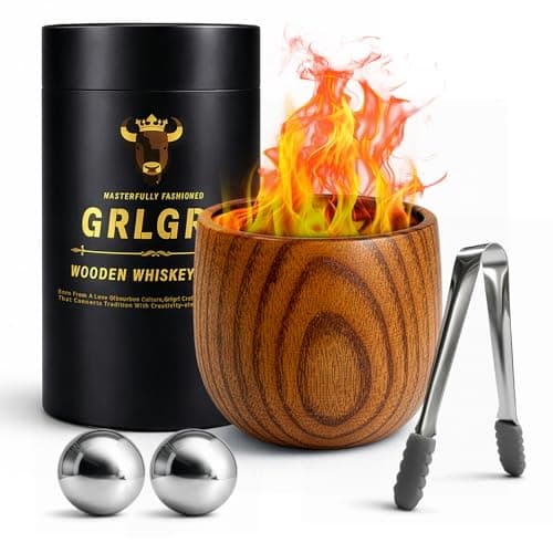 GrlGrl Charred Wooden Whiskey Glasses, Gifts for Men Old Fashion Bourbon Drinking Cup, Perfect Presents for Dad, Boy Friend, Husband, Brother or Whiskey Lovers, 1 pack - Image 1