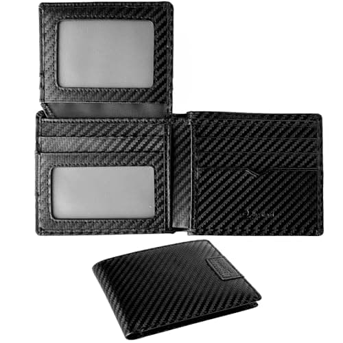 GZBOSHENG Slim Bifold Leather Wallet for Men with RFID Blocking and 2 ID Window 9 Credit Card Holders 2 cash pockets,Includes Gift Box - Image 1