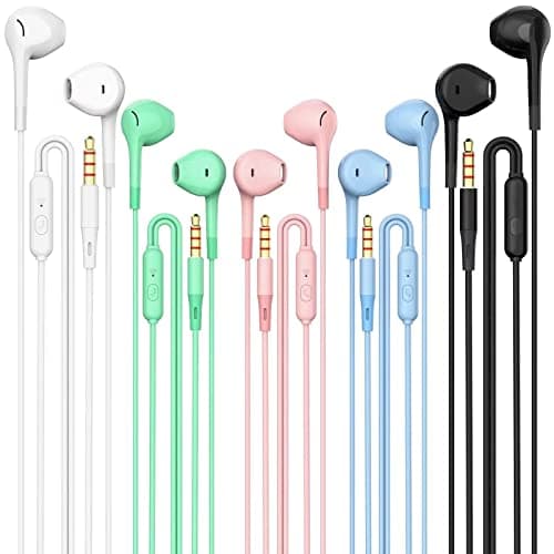 Earbuds Headphones 5 in One Pack, Wired Earbud with Heavy Bass Stereo Noise Blocking, Microphone, Compatible with iPhone, Android Phones, Laptops, Computers, iPad or Any Device with 3.5mm Interface - Image 1