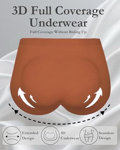 Ailongcity Womens Underwear High Waist Tagless 7 Pack Panties Seamless Full Coverage Briefs Silky Stretch (US, Alpha, X-Large, Regular, Regular, Orange/Marron/Nude/Green/Coffee brown/Purple/Black) - Thumbnail 4