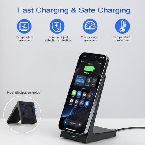 for iPhone Charger Stand – Magnetic Charger for iPhone 17/16/15/14/13/12 Series with 20W Fast Wireless Charging, Strong Magnet, Stable Phone Stand Charger for Desk & Bedside - Thumbnail 3