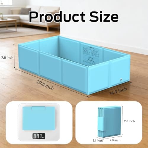 Totiro Collapsible Baby Bathtub, Foldable Infant Bath Tub with Non-Slip Base, Portable Travel Baby Bath for Newborns & Toddlers Indoor Outdoor Use, Baby Shower Gift, Blue - Thumbnail 3