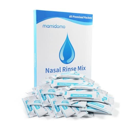mamidomo 2.7g 60 Nasal Rinse Packets, Neti Pot Salt Packets, Individually Wrapped Packets for Saline Packets, Nasal Rinse Salt Packets, Allergy Relief Saline Solution for Neti Pots, Sinus Relief - Image 1